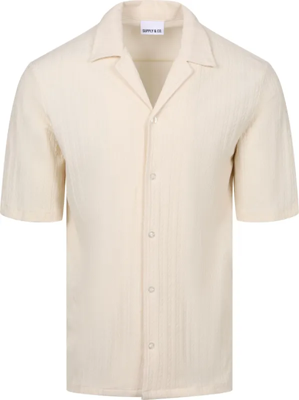 Supply & Co Short Sleeve Shirt Stretch Off White Off-White maat L