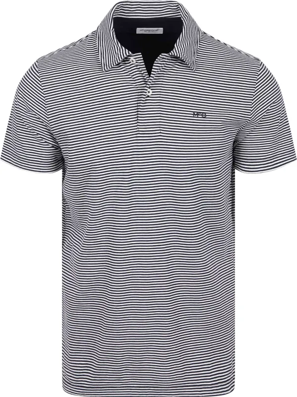 McGregor Jersey Polo Shirt Stripe Navy Blue Dark Blue maat L