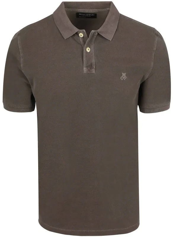 Marc O'Polo Polo Shirt Piqué Nickle Brown maat L