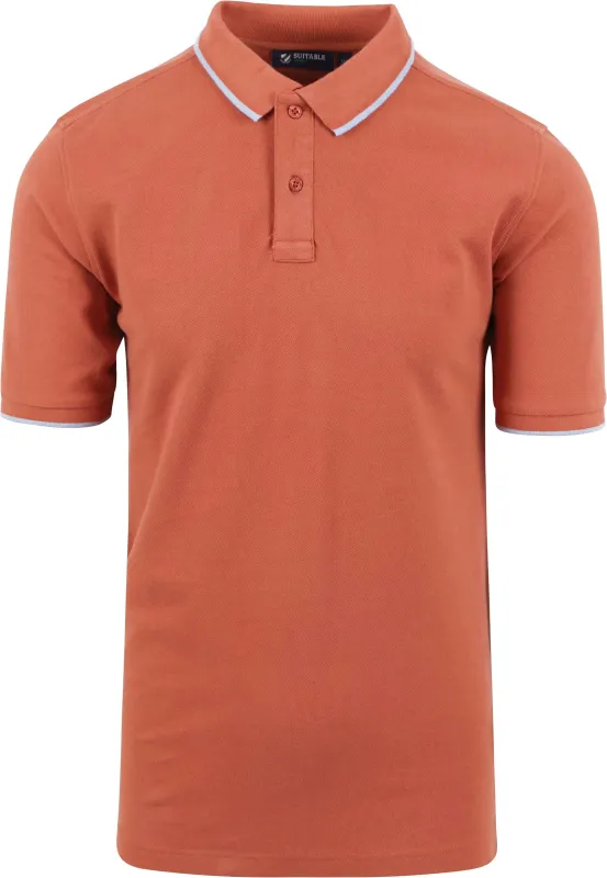 Suitable Respect Polo Shirt Tip Ferry Terracotta Red Orange maat L