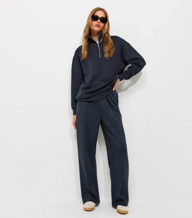 Premium Navy Wide Leg Joggers