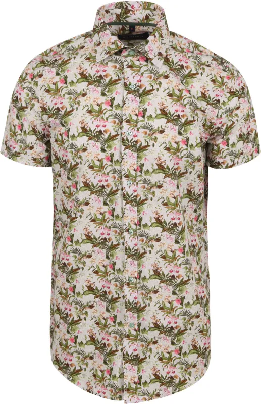Suitable Short Sleeve Shirt Print Jungle Green Multicolour maat L