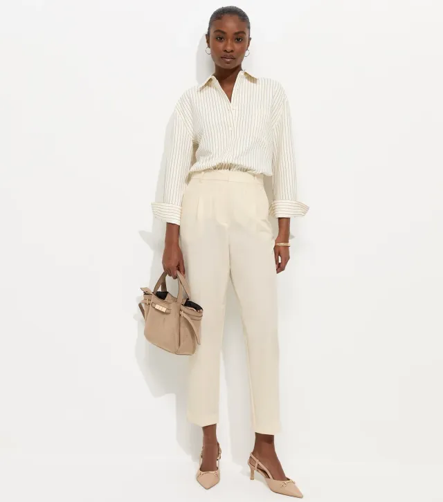 Cream Tapered Leg Tailored Trousers