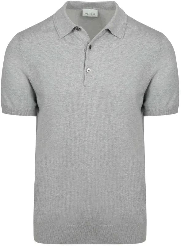 Profuomo Knitted Polo Shirt Grey maat L