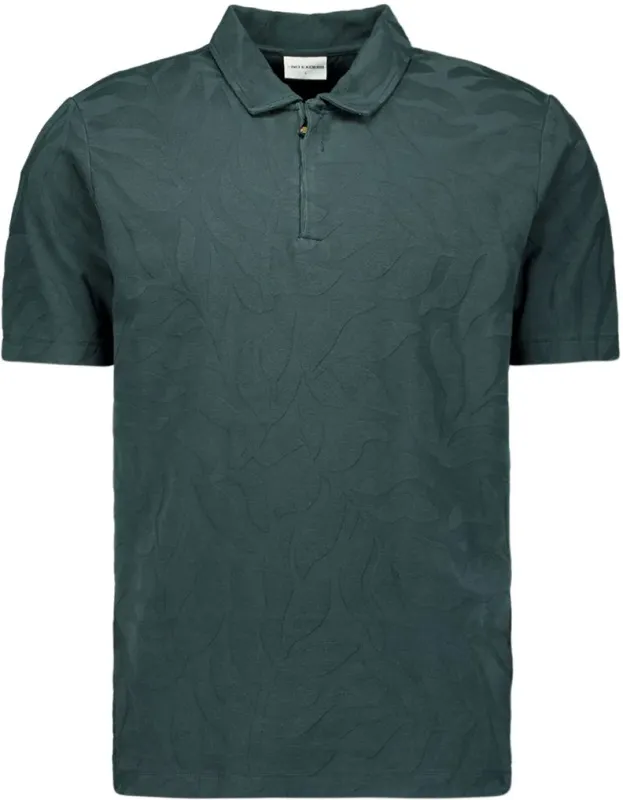No Excess Half Zip Polo Shirt Jacquard Dark Steel Dark Blue Dark Grey maat L