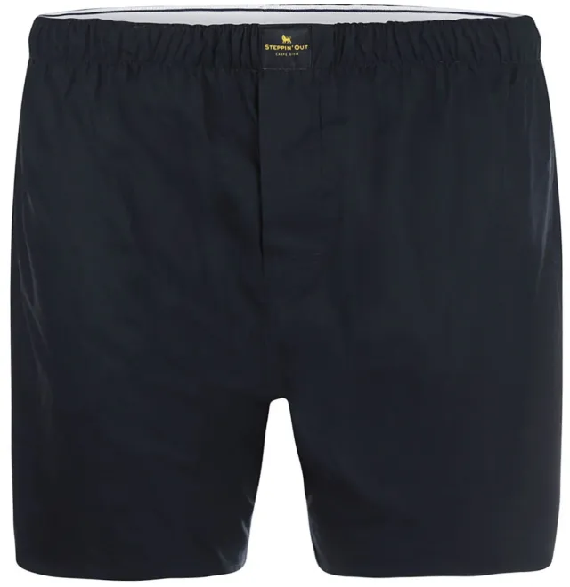 Steppin''Out Boxer Shorts – Navy Poplin Dark Blue maat M