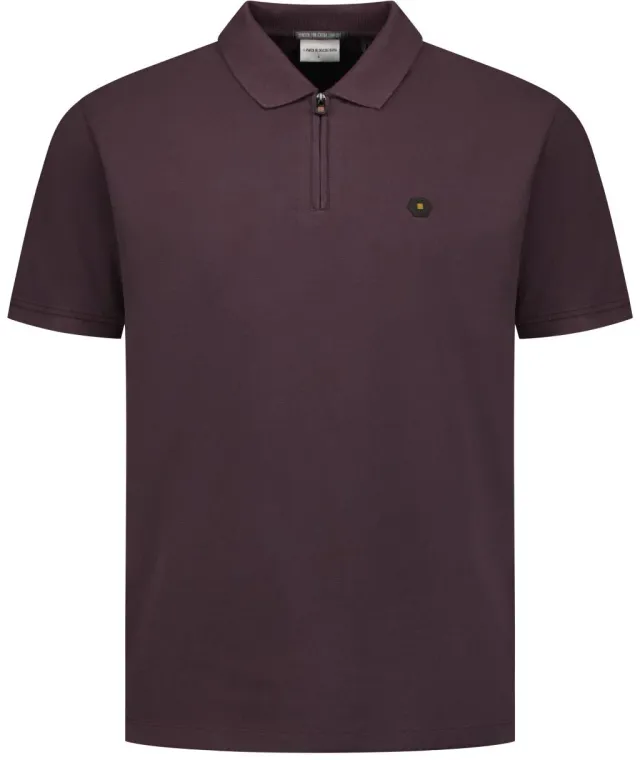 No Excess Half Zip Polo Shirt Brown maat L
