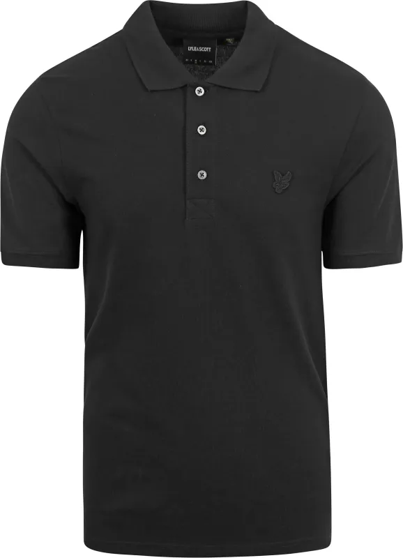 Lyle and Scott Tonal Eagle Polo Black maat M