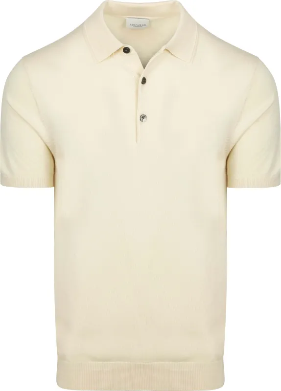 Profuomo Knitted Polo Shirt Ecru Beige Off-White maat L