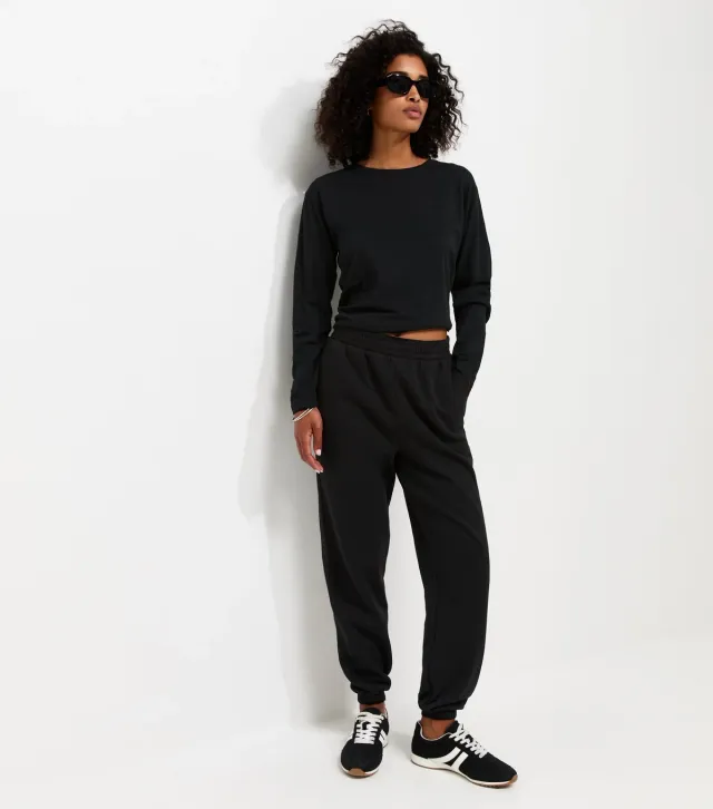 Black Cotton Rich Cuffed Joggers