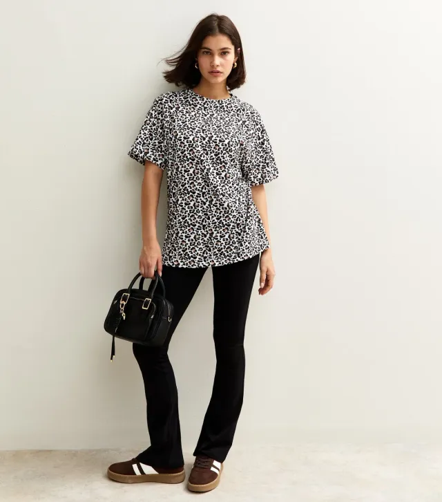 Brown Leopard Print Oversized T-Shirt