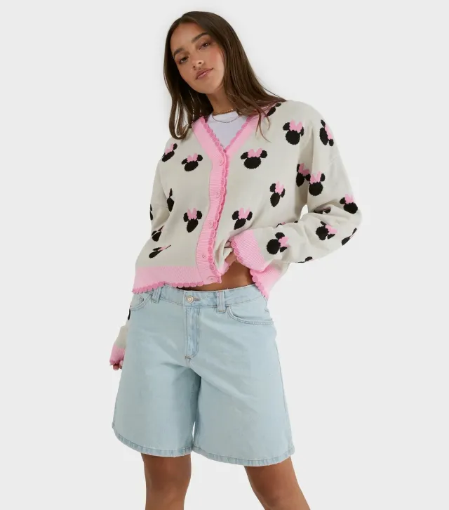 Bright Pink Disney Minnie Mouse Knitted Cardigan
