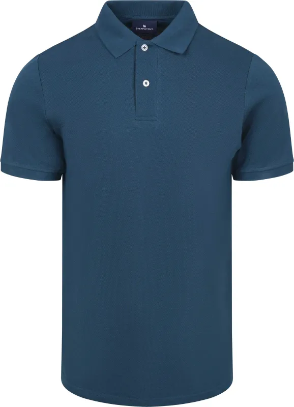 Steppin' Out Polo Piqué Royal Blue maat L