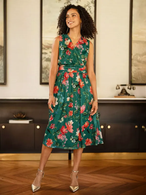 Yumi Blurred Floral Midi Dress