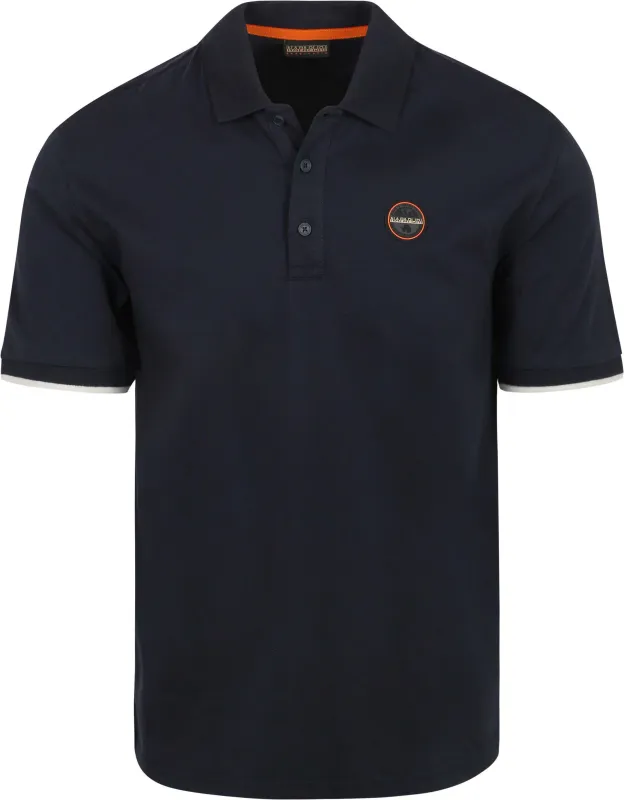 Napapijri E-Badge Polo Shirt Navy Blue Dark Blue maat L