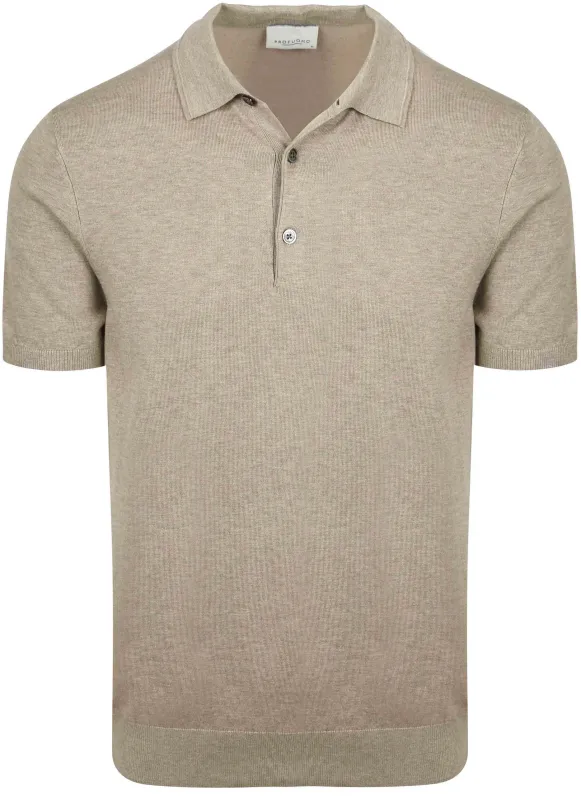 Profuomo Knitted Polo Shirt Beige maat L