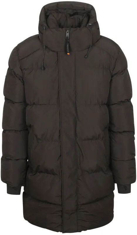 Superdry Long Puffer Jacket Hooded Black maat L