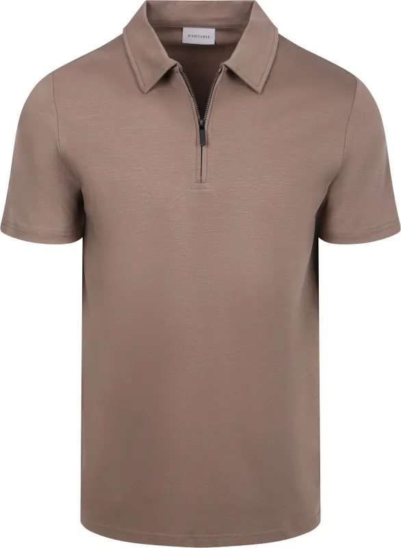 Suitable Polo Shirt Silky Taupe Brown maat L