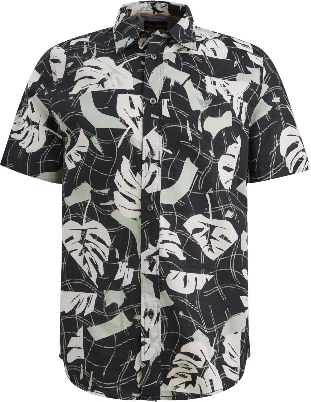 PME Legend Short Sleeve Shirt Print Carbon Dark Blue Blue maat 3XL