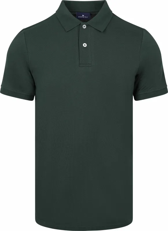 Steppin' Out Polo Piqué Dark Green Dark Green maat L