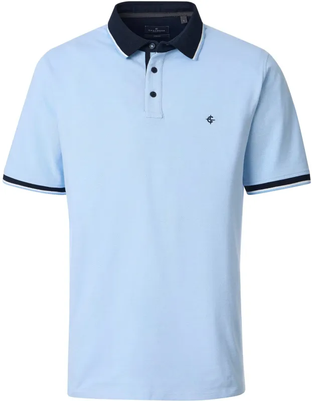 CASAMODA Polo Shirt Piqué Contrast Light Light blue Blue maat 3XL