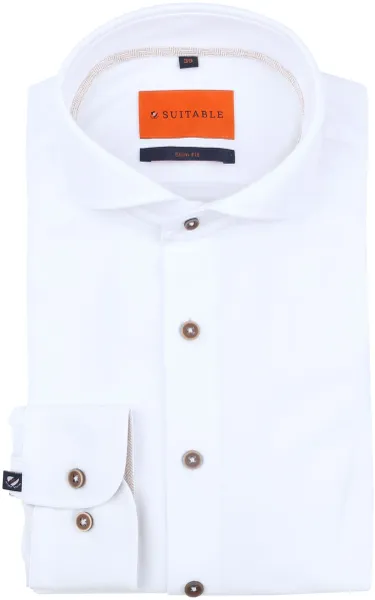 Suitable Herringbone Shirt White size 38