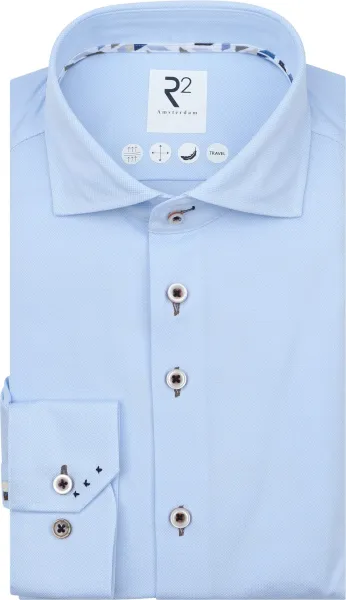 R2 Shirt Technical Knitted Dobby Light Light blue Blue size 38