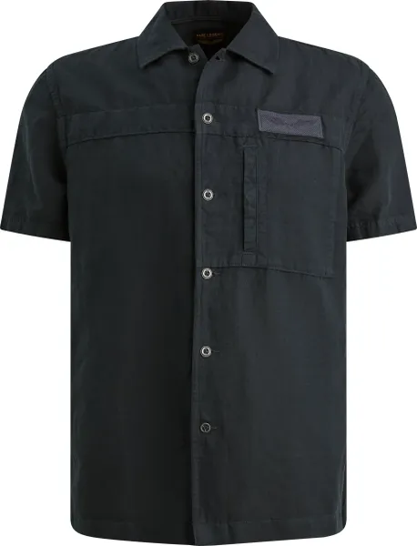 PME Legend Short Sleeve Shirt Cotton Linen Navy Blue Dark Blue maat 3XL