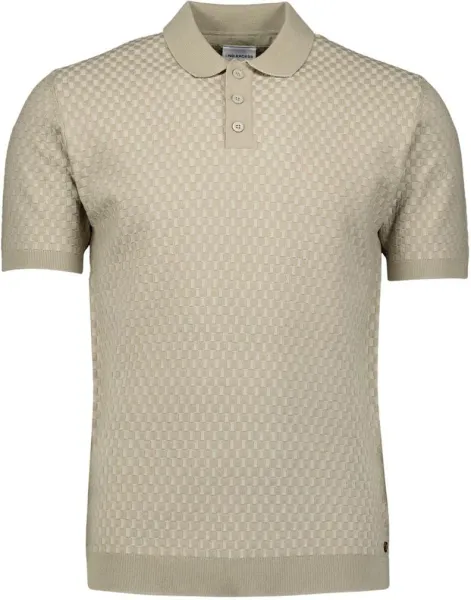 No Excess Knitted Polo Shirt Taupe Khaki maat 3XL