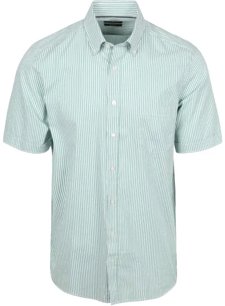CASAMODA Short Sleeves Casual Shirt Stripes Green maat 4XL