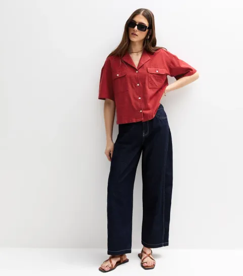 Red Oversized Boxy Fit Shirt