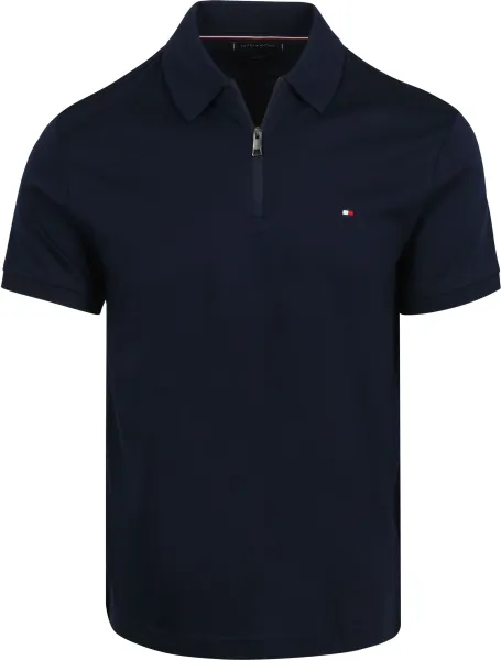 Tommy Hilfiger Half-Zip Polo Shirt Interlock Navy Blue Dark Blue maat L