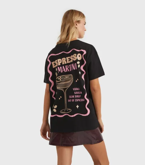 Black Cotton Espresso Martini Logo T-Shirt