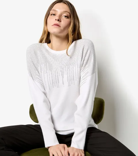 White Chandelier Stud Batwing Jumper