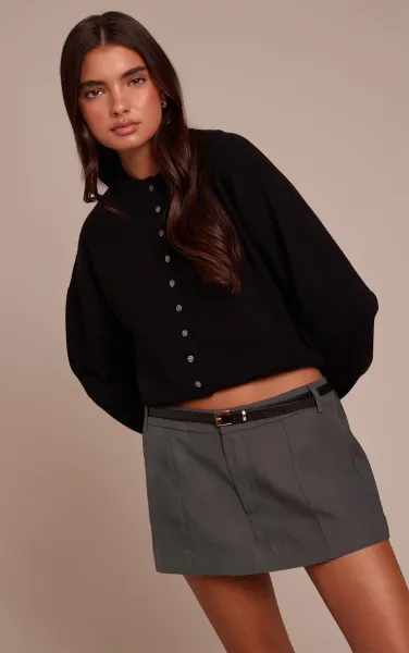 Charcoal Belted Skirt