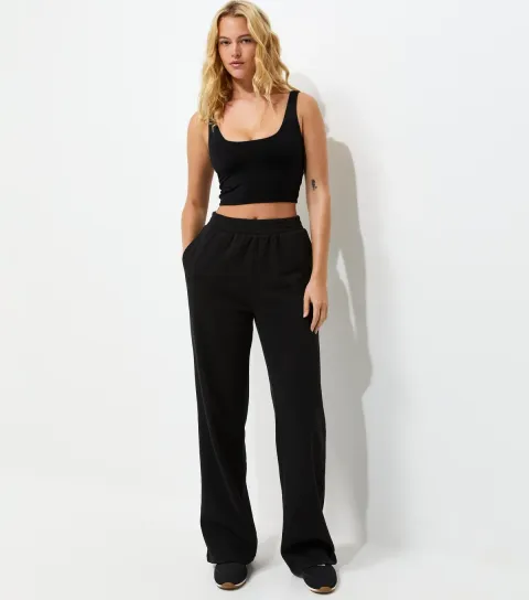 Tall Black Wide Leg Joggers