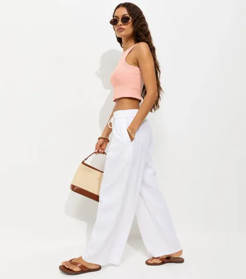 Petite Light Pink Cotton Rich Cropped Racer Vest Top