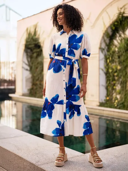 Yumi Scatter Floral Shirt Dress