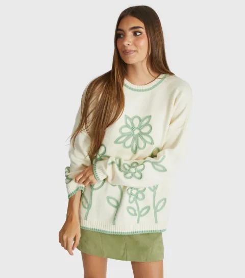 Cream Floral Appliqué Jumper