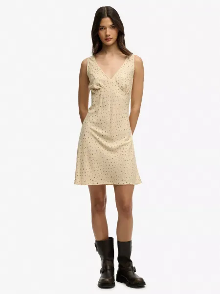 Superdry Printed Sweetheart Mini Dress, Brown