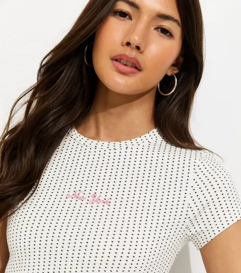 White New York Embroidery Spot Print Baby T-Shirt