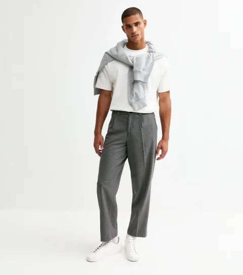 Black Checked Pleated Oversized Tailored Trousers