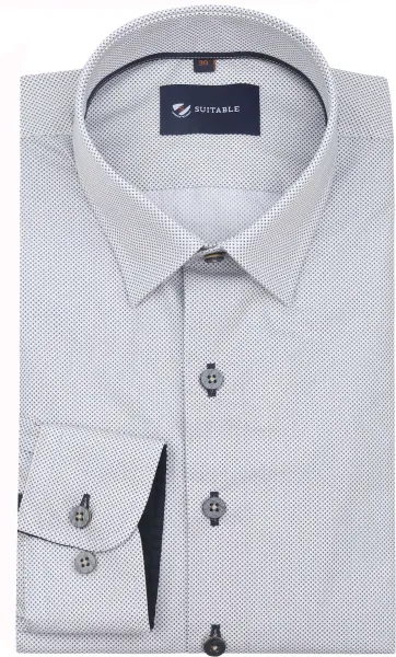 Suitable Shirt Print Sand Navy Blue White size 38