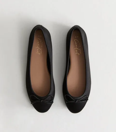 Black Satin Ballet Flats Vegan