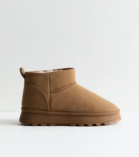 Tan Faux Suede Lined Ankle Boots Vegan