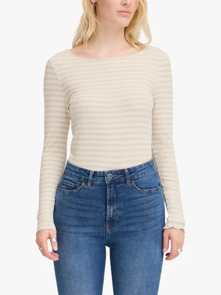 ICHI Cella Stripe Long Sleeve Top
