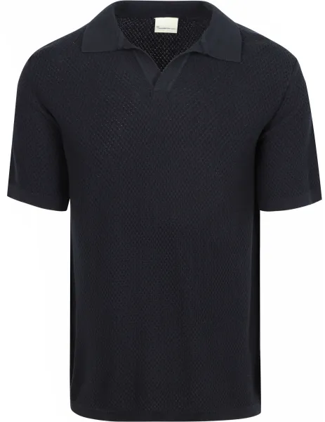 KnowledgeCotton Apparel Polo Knitted Navy Dark Blue Blue maat L