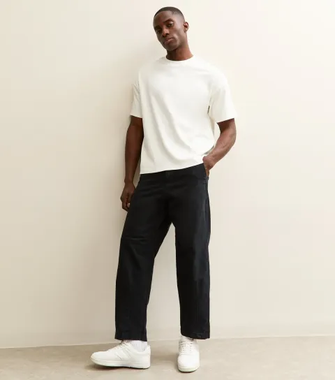 Black Straight Chino Trousers