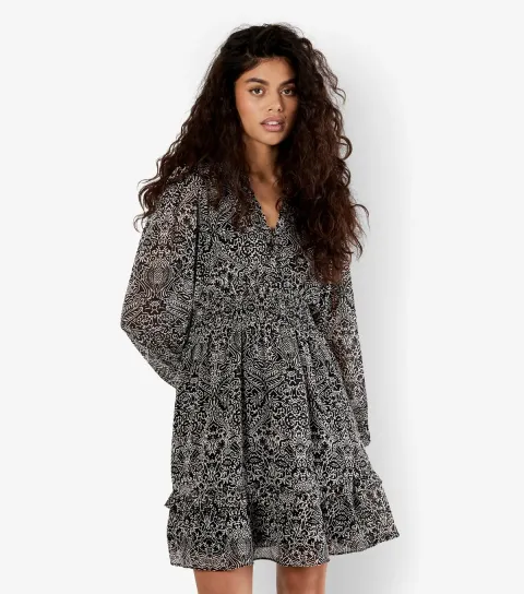 Black Paisley Print Mini Dress