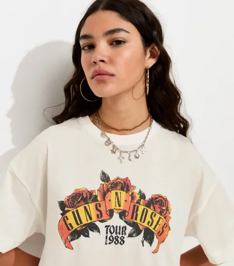 White Guns N Roses Oversized T-Shirt